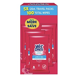 5-Pack 20-Count Wet Ones Antibacterial Hand Wipes Travel Packs (Fresh Scent) $6.43 ($1.29 Ea)  + Free Store Pickup at Target or Free Shipping on $35+