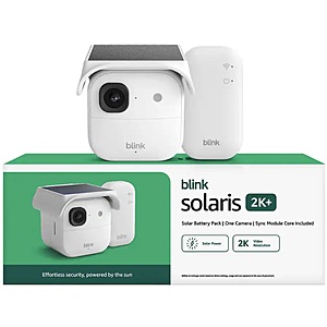 Blink Solaris 2K+ Solar-Powered Wireless Smart Security Camera w/ Sync Module (Black or White) $47.99 + Free Shipping