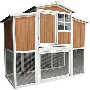 Analisse 12.7 Sq. Ft. Chicken Coop w/ Chicken Run & Roosting Bar for up to 3 Chickens $145.99 + Free Shipping