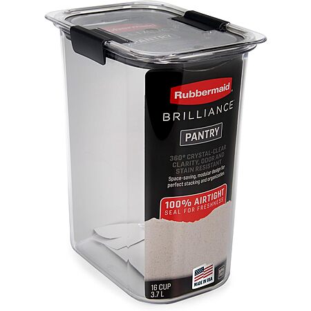 16-Cup Rubbermaid Brilliance Airtight Food Storage Container w/ Lid (Clear/Grey) $10.63 + Free Shipping w/ Prime or on $35+
