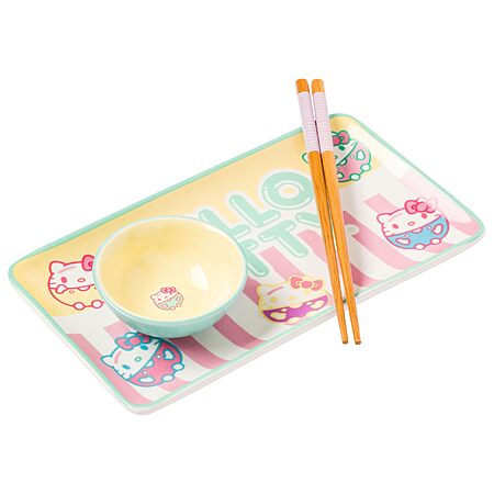 Silver Buffalo Sanrio Hello Kitty Pastel Colored Ceramic Sushi Set w/ Dipping Sauce Dish & Matching Chopsticks $9.99 + Free Shipping w/ Prime or on $35+