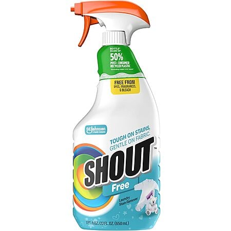 22-Oz Shout Free Laundry Stain Remover Spray (Fragrance Free) $3.07 w/ S&S + Free Shipping w/ Prime or on $35+