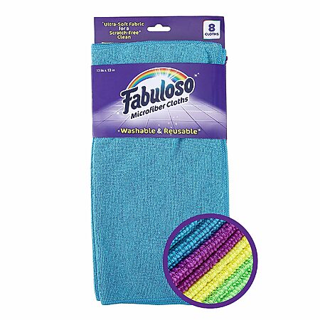 8-Count 13" x 13" Fabuloso Microfiber Cleaning Cloths (Rainbow) $3.78 w/ S&S + Free Shipping w/ Prime or on $35+
