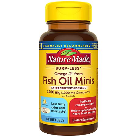 60-Count 1400mg Nature Made Burp Less Extra Strength Fish Oil Minis Softgels $7.42 w/ S&S + Free Shipping w/ Prime or on $35+