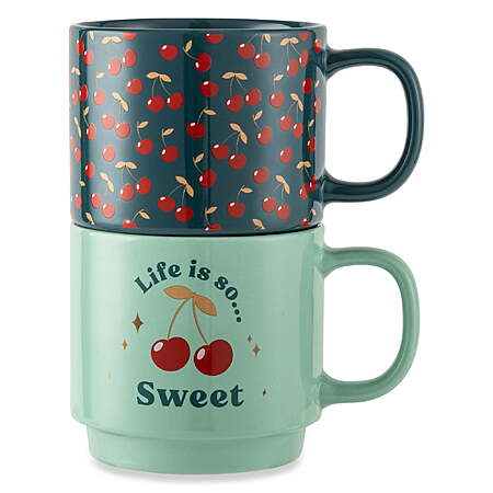 2-Pack Thyme & Table 14.2-Oz Stacking Stoneware Mugs (Life is Sweet & Cherries Green) $2.58 + Free Shipping w/ Walmart+ or on $35+