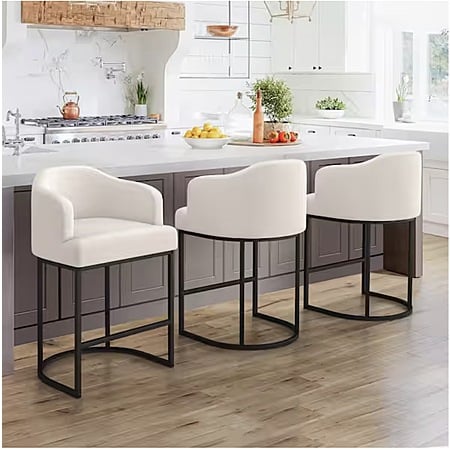 3-Pack Crystal 26" Counter Height Fabric Upholstered Bar Stools w/ Black Metal Frame (Linen) $106.55 ($35.52 Ea) + Free Shipping