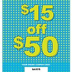 Petsmart $15 off $50 of select items, Online only, Valid through July 26