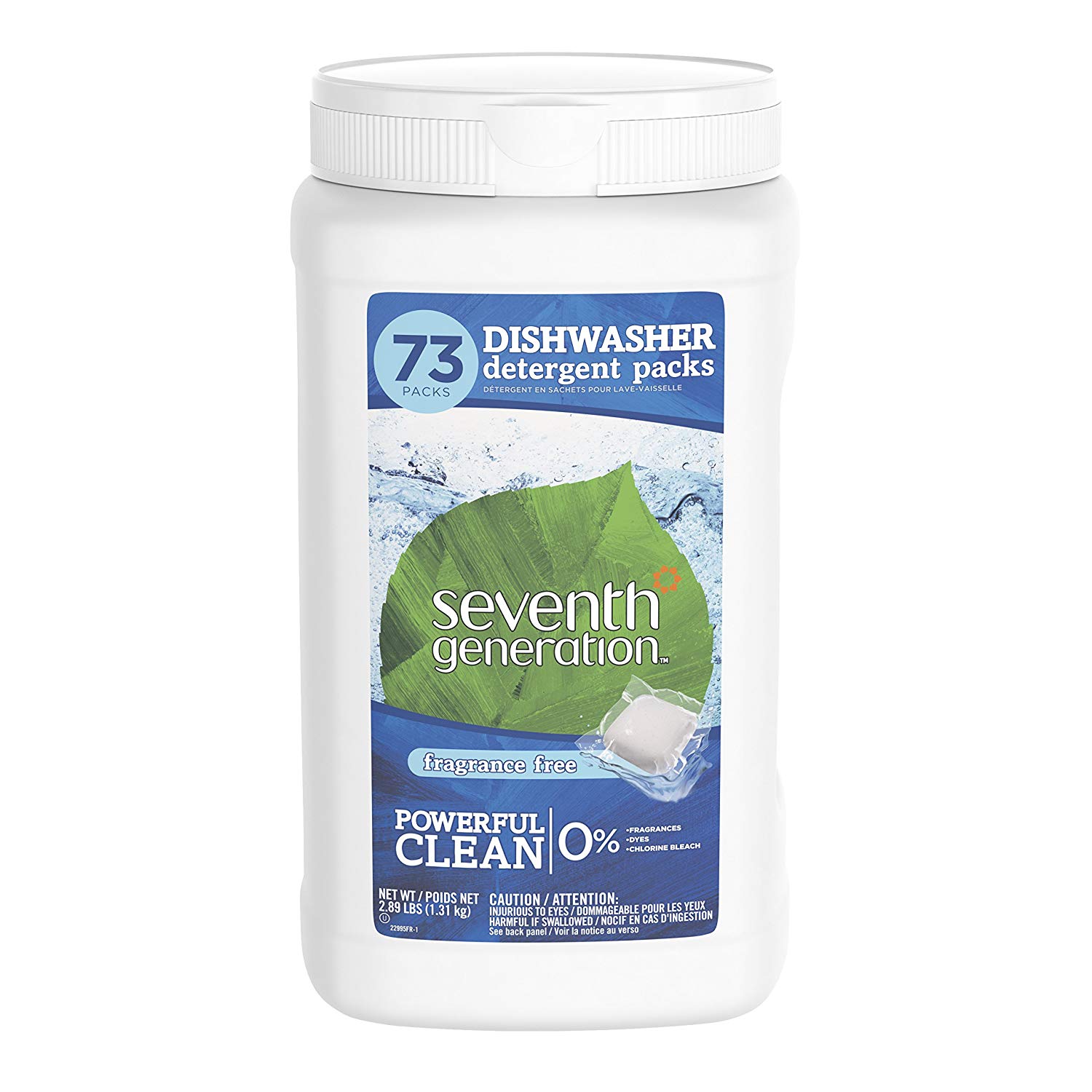 Seventh Generation Dishwasher Detergent Packs, 73 count 25% S&S $11.89