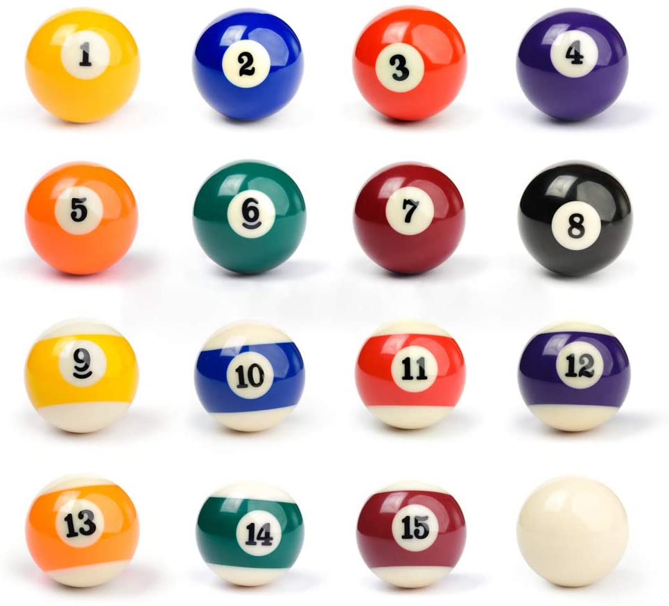 Pool Table Billiard Ball Set, 16 Balls, 2-1/4" Regulation Size $26