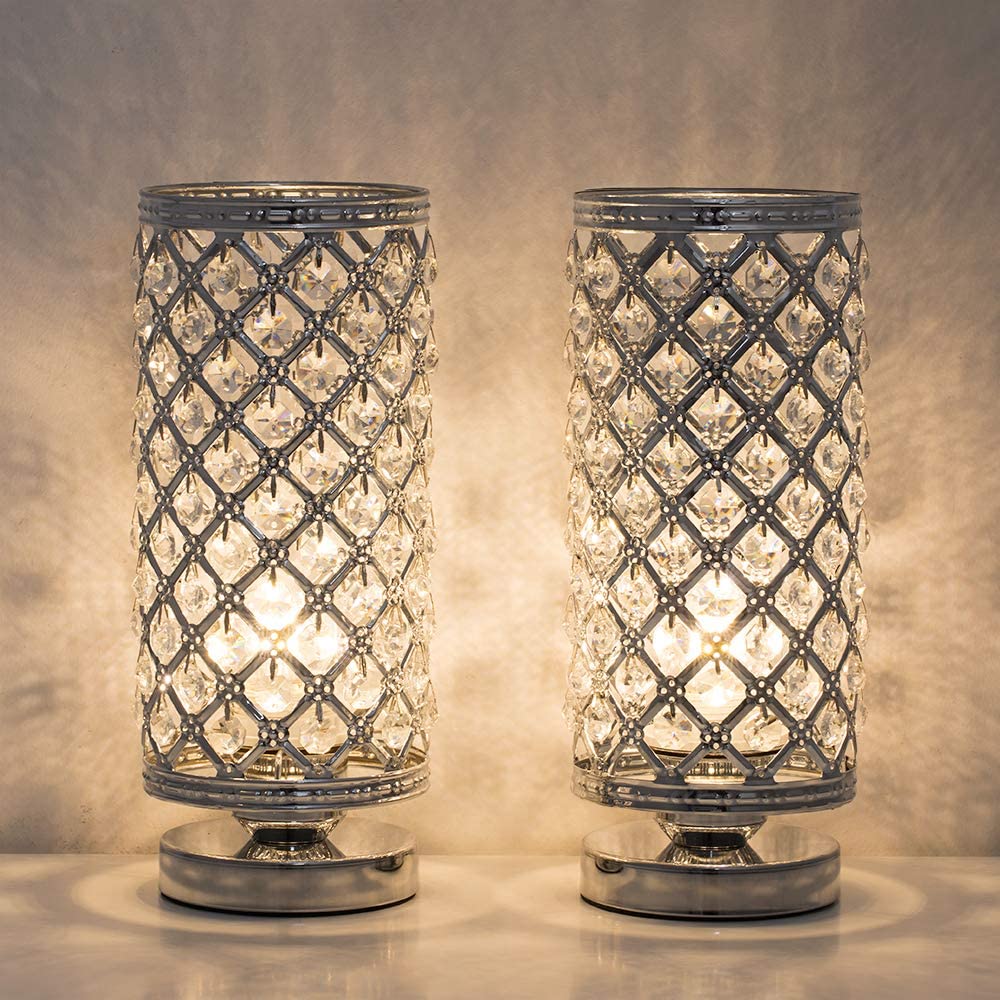 Crystal Table Lamps - Set of 2 with Clear Crystal Lamp Shade $30.12