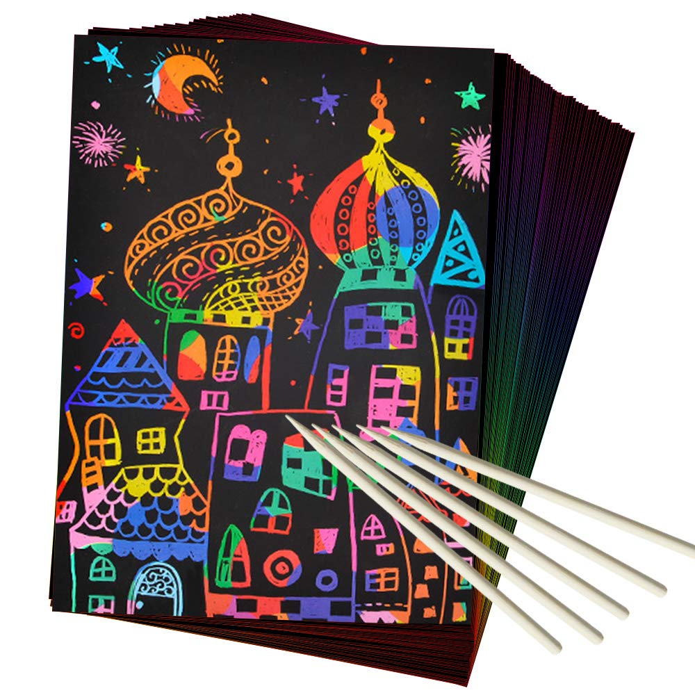 50 Piece Rainbow Magic Scratch Paper for Kids $5.93