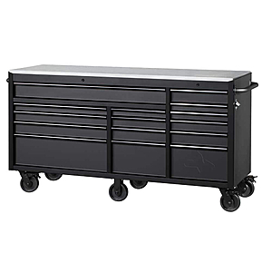 Husky 72 in. W x 24 in. D Heavy Duty 15-Drawer Mobile Workbench Cabinet Chest with Stainless Steel Top in Matte Black H72MWC15DL - $998.00