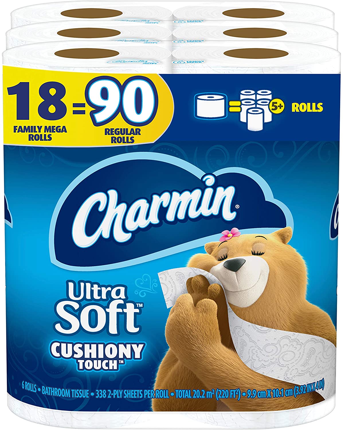 Charmin Ultra Soft Cushiony Touch Toilet Paper, 24 Family Mega Rolls = 123 Regular Rolls @ $43.44!
