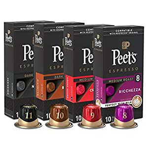 Peet's Coffee Espresso Capsules Variety Pack, 40 Count Pods Compatible with Nespresso Original Brewers~Crema Scura,Nerissimo,Ricchezza,Ristretto~$13.96 @ Amazon~Free Prime Shipping