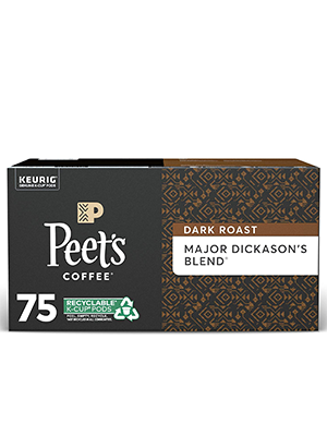 Peet’s Coffee, Major Dickason's Blend - Dark Roast Coffee - 75 K-Cup Pods for Keurig Brewers (1 Box of 75 K-Cup Pods)~$25.91 @ Amazon~Free Prime Shipping!