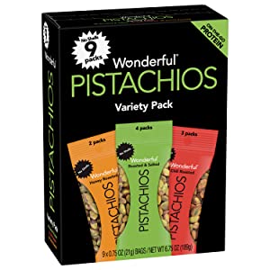Wonderful Pistachios , No Shell Nuts, Variety Pack (4 bags of Roasted & Salted, 3 bags of Chili Roasted, and 2 bags of Honey Roasted), 9 Count~$5.61 @ Amazon~Free Prime Shipping!