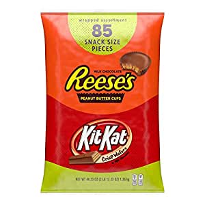 REESE'S and KIT KAT Milk Chocolate Assortment Snack Size Candy, Individually Wrapped, 44.23 oz Bulk Variety Bag (85 Pieces)~$11.30 @ Amazon~Free Prime Shipping!