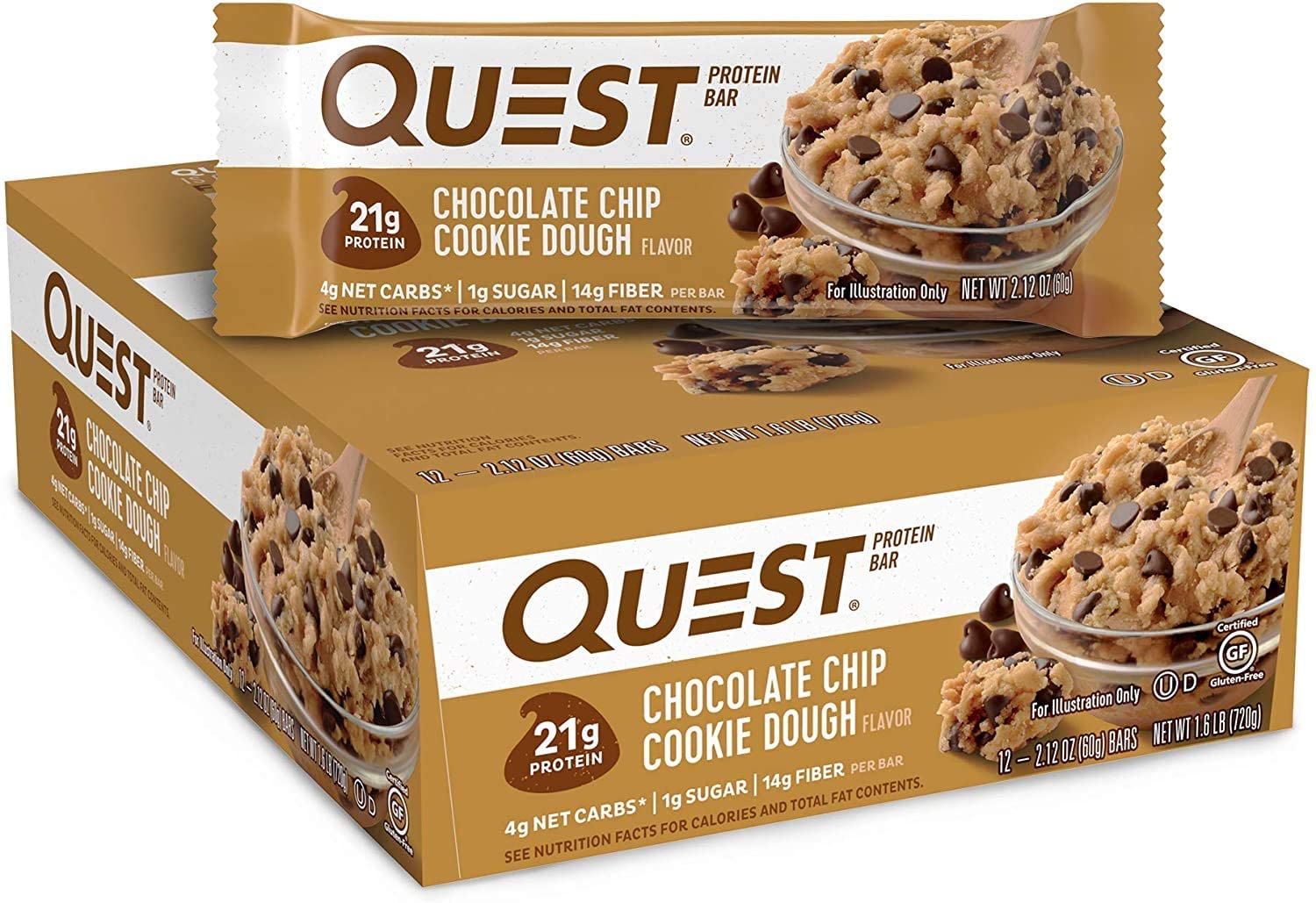 Quest Nutrition Protein Bar, Chocolate Chip Cookie Dough, High Protein Bars, 2.12 oz Bar, 12 Count~$13.64 @ Amazon~Free Prime Shipping!
