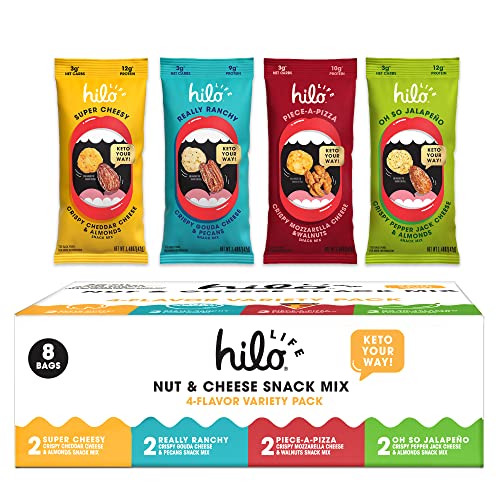Hilo Life Keto Friendly Low Carb Snack Mix, Super Cheesy, Really Ranchy & Piece-A-Pizza, Oh So Jalapeño, 8 Count 4 Flavor Variety Pack 11.8 ounce~$11.82 @ Amazon~Free Prime Ship!