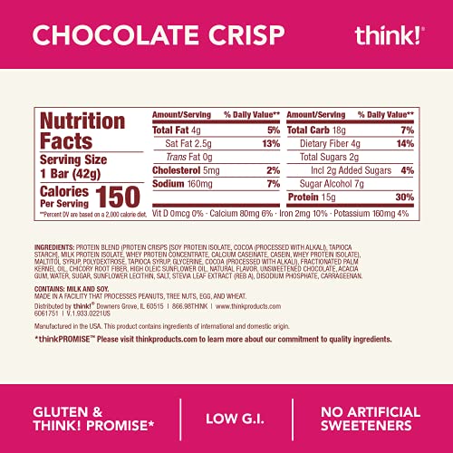 think! Protein Bars, Gluten Free, Sugar Free Energy Bar with Whey Protein Isolate, Chocolate Crisp, Nutrition Bars 1.48 Oz (10 Count)~$12.61 @ Amazon~Free Prime Shipping!