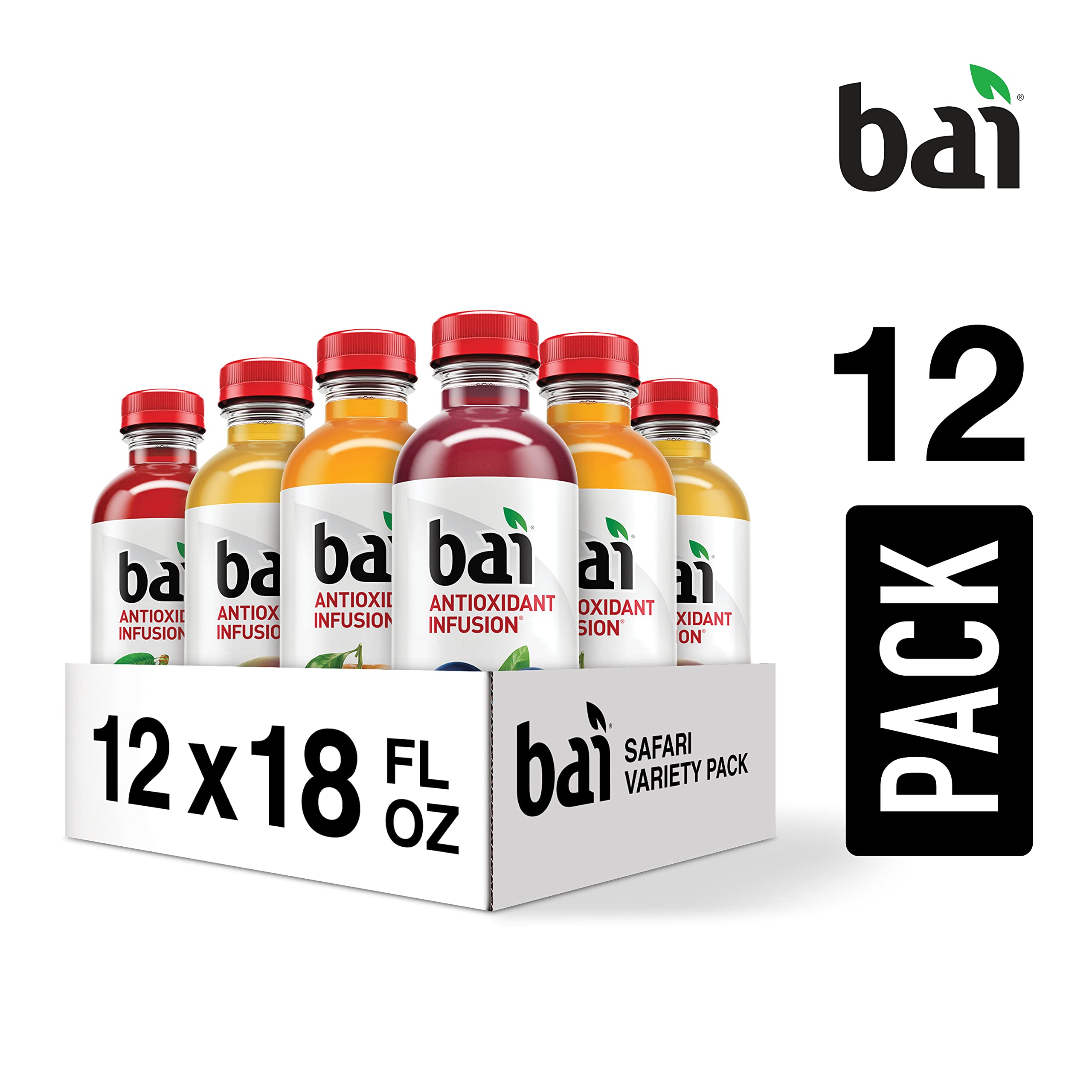 Bai Flavored Water Safari Variety Pack Antioxidant Infused Drinks 18