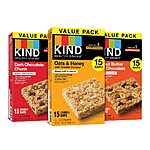 45-Ct KIND Healthy Grains Bars (Dark Chocolate Chunk, Oats & Honey, Peanut Butter) $13.20 (Exp. Date From Sept 2, 2024)