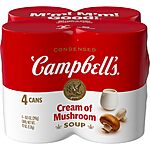 Campbell's Condensed Cream of Mushroom Soup, 10.5 Ounce Can (Pack of 4)~$3.17 After Coupon @ Amazon