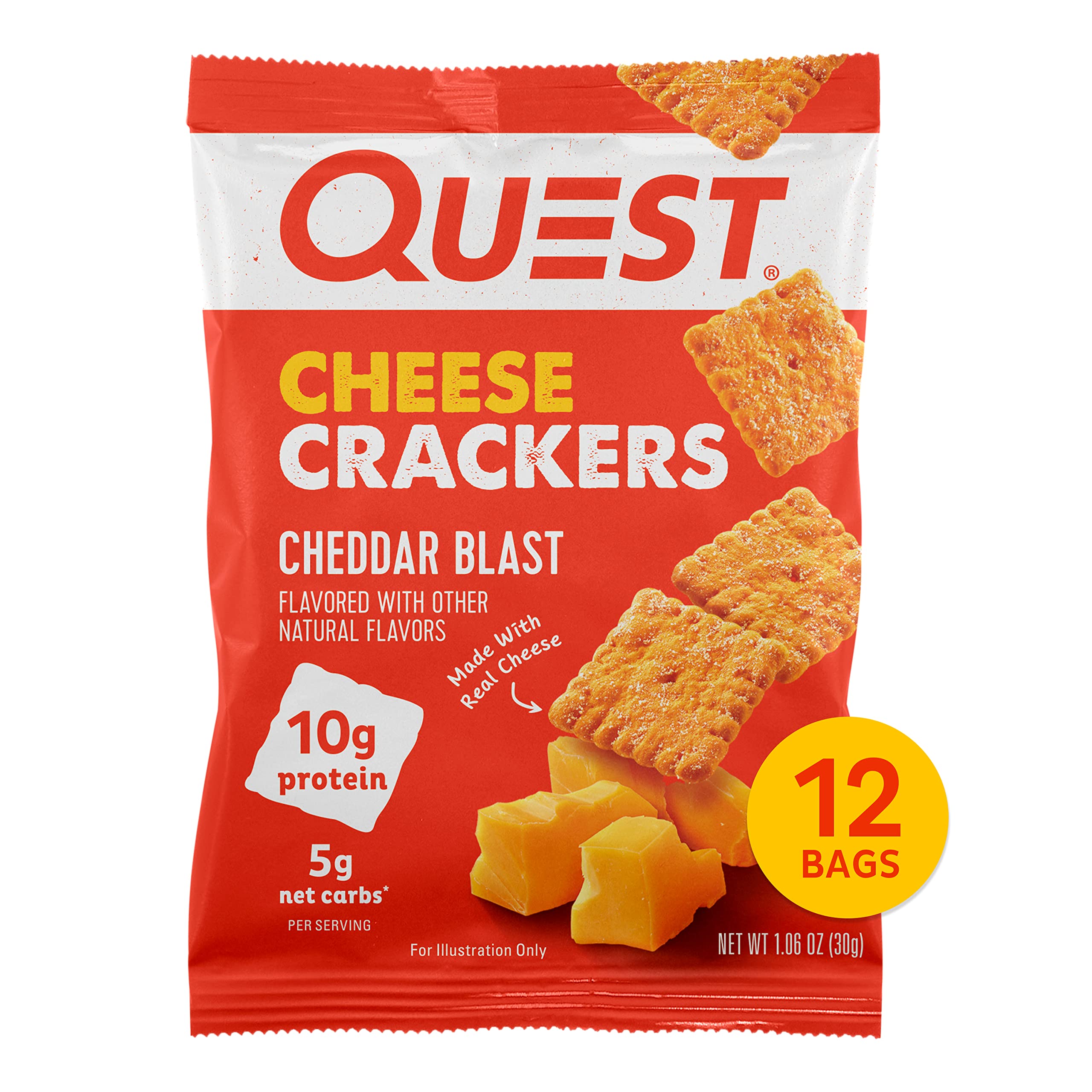 Quest Nutrition Cheese Crackers, Cheddar Blast, High Protein, Low Carb, Made with Real Cheese, 12 Count (1.06 oz bags)~$13.65 @ Amazon~Free Prime Shipping!