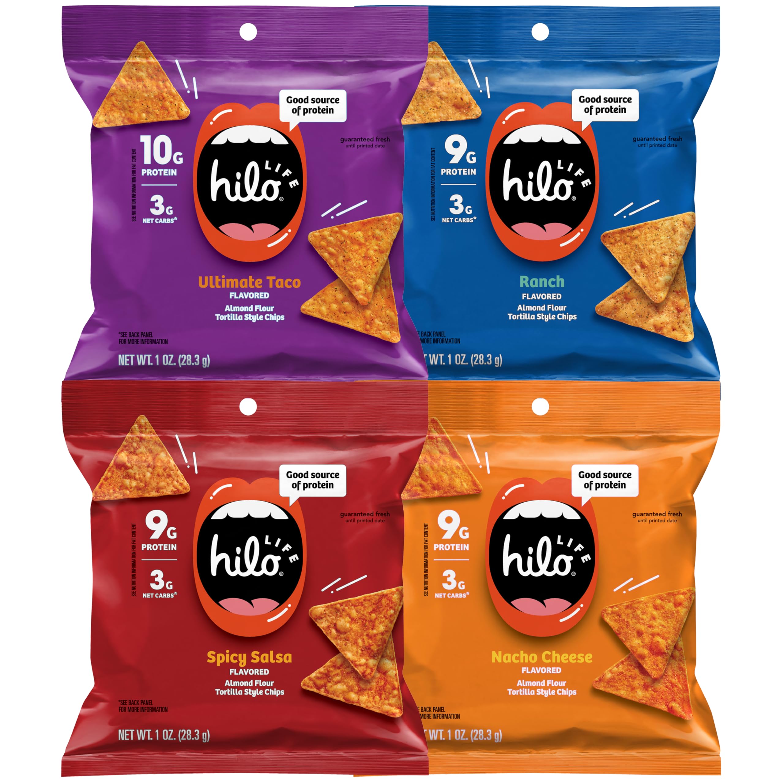 12Pack 1oz Hilo Life Low Carb Keto Friendly Tortilla Chips (Variety Pack)