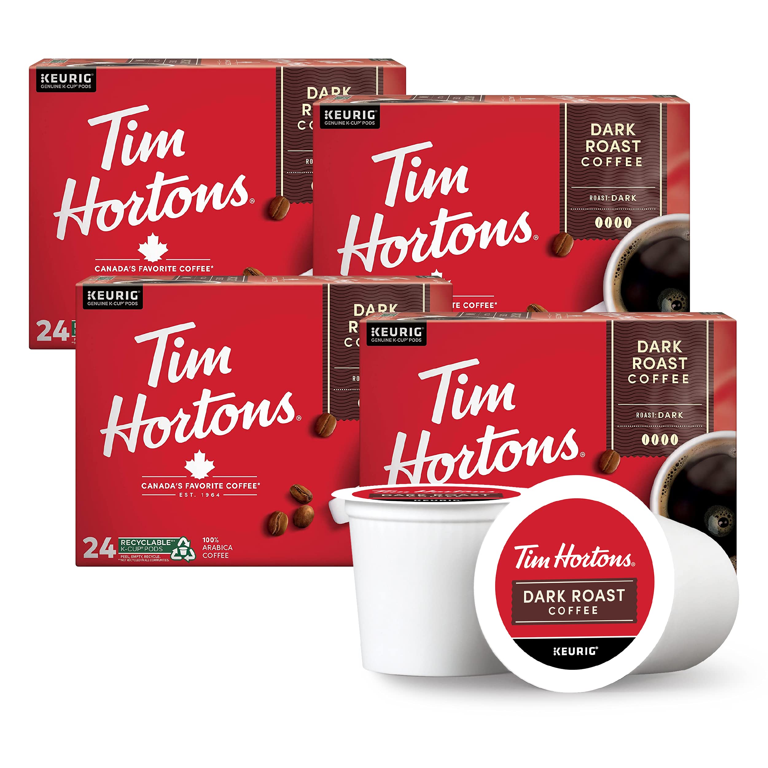 Tim hortons dark roast coffee single serve k cup pods compatible with