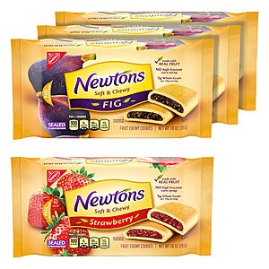 Newtons Soft & Fruit Chewy Fig & Strawberry Cookies Variety Pack, (Fig Bars, Strawberry Bars), 4 Packs~$  9.53 @ Amazon~Free Prime Shipping!