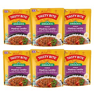Tasty Bite Organic Madras Lentils, 10 Ounce, Pack of 6, Ready to Eat, Microwavable Entree, Vegetarian~$11.94 @ Amazon~Free Prime Shipping!