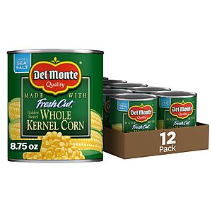 12-Pack 8.75-Oz Del Monte Canned Fresh Cut Golden Sweet Whole Kernel Corn .60 w/ Subscribe & Save