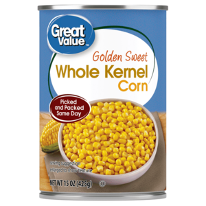 Great Value Golden Sweet Whole Kernel Corn, 15 oz No Allergens~$0.50 @ Walmart~Free Pickup Or Delivery With Walmart+