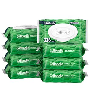 Cottonelle GentlePlus Flushable Wet Wipes with Aloe & Vitamin E, 8 Flip-Top Packs, 42 Wipes Per Pack (336 Total Wipes), Packaging May Vary~$9.78 After Coupon & S&S @ Amazon