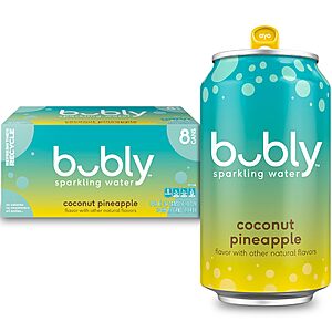 bubly Sparkling Water, Coconut Pineapple, Zero Sugar & Zero Calories, Seltzer Water, 12 Fl Oz Cans (Pack of 8)~$2.82 With S&S @ Amazon