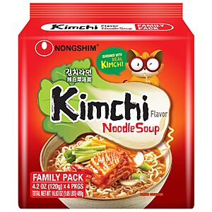 16-Pack 4.2-Oz Nongshim Gourmet Kimchi Instant Microwaveable Ramen Noodles .30 w/ Subscribe & Save