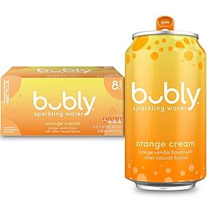 bubly Sparkling Water, Zero Sugar & Zero Calories, Seltzer Water, Orange Creamsicle, 12 Fl Oz Cans (Pack of 8)~$2.68 With S&S @ Amazon