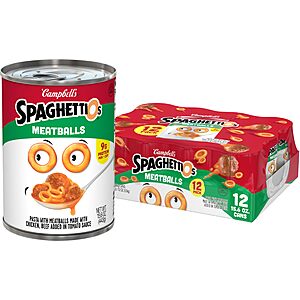 12-Pack 15.6-Oz Campbell's SpaghettiOs Canned Pasta with Meatballs $9.15 w/ Subscribe & Save