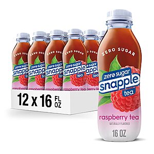 Snapple Zero Sugar Raspberry Tea, 16 fl oz recycled plastic bottle, Pack of 12~$8.53 With S&S @ Amazon