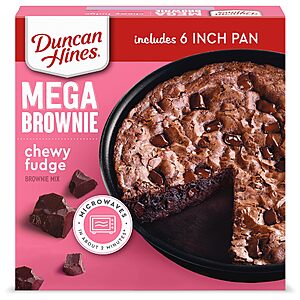 7.7-Oz Duncan Hines MEGA Brownie Mix w/ 6" Microwavable Pan (Chewy Fudge) $2.50 w/ Subscribe & Save