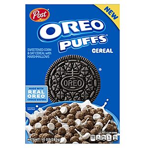 Post Oreo Puff Chocolate Breakfast Cereal,10 oz Box~$2.88 With S&S @ Amazon