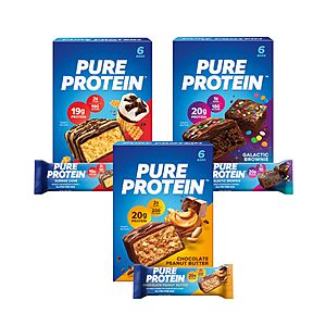 Pure Protein New Variety Pack Protein Bars – 20g Protein,3g Sugar,190 Calories (18 count) Low Sugar* High Protein Snack - Gluten Free~$18.79 With S&S @ Amazon