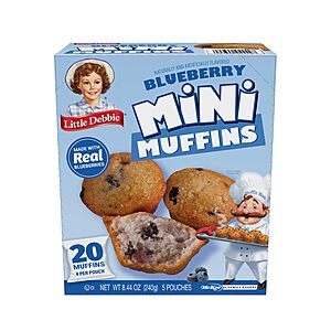 Little Debbie Blueberry Mini Muffins,5 Pouches,8.44 OZ Box~$2.37 With S&S @ Amazon