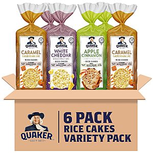6-Pack Quaker Large Rice Cakes Snack (3 Flavor Variety Pack) $11.75 w/ Subscribe & Save
