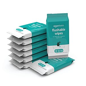 Amazon Basics Flushable Adult Toilet Wipes, Fragrance Free, 42 Count (Pack of 8) (Total 336 wipes) (Previously Solimo)~$8.24 After Coupon & S&S @ Amazon~Buy 4 & Save More!