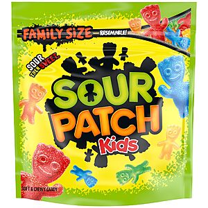 Chewy & Soft Sour Patch Kids, Assorted Fruits, Family Size, 1.8 lb~$5.93 After Coupon & S&S @ Amazon