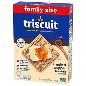 12.5-Oz Triscuit Whole Grain Wheat Crackers (Cracked Pepper & Olive Oil) $2.35 w/ Subscribe & Save