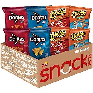 Frito-Lay Doritos & Cheetos Mix Variety Pack, 2.42 Pounds, (Pack of 40)~$14.89 With S&S @ Amazon
