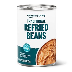 Amazon Grocery, Canned Traditional Refried Beans, 16 Oz (Previously Amazon Fresh, Packaging May Vary)~$0.73 After Coupon & S&S @ Amazon~Buy 4 & Save More!